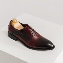 Giày da đục lỗ màu nâu đỏ GNTA016-NDO