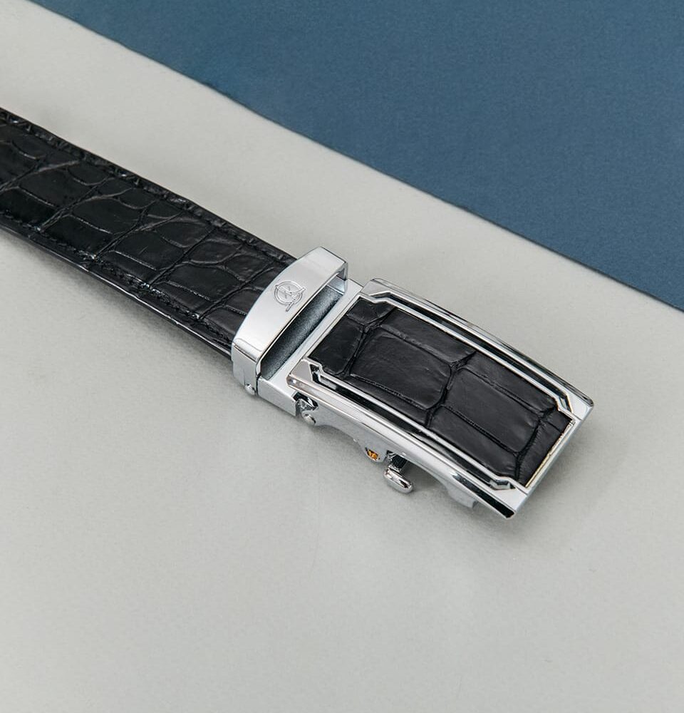 dây lưng cá sấu màu đen DTA1100-07B-B-D ảnh 5