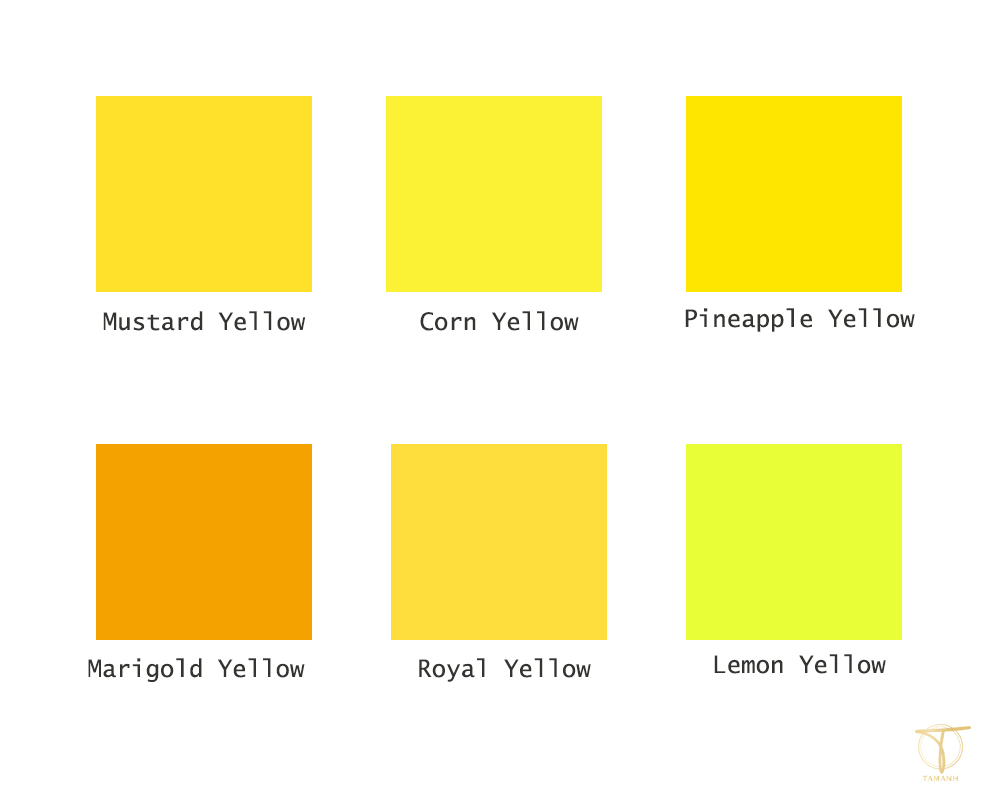 6 sắc thái của màu vàng