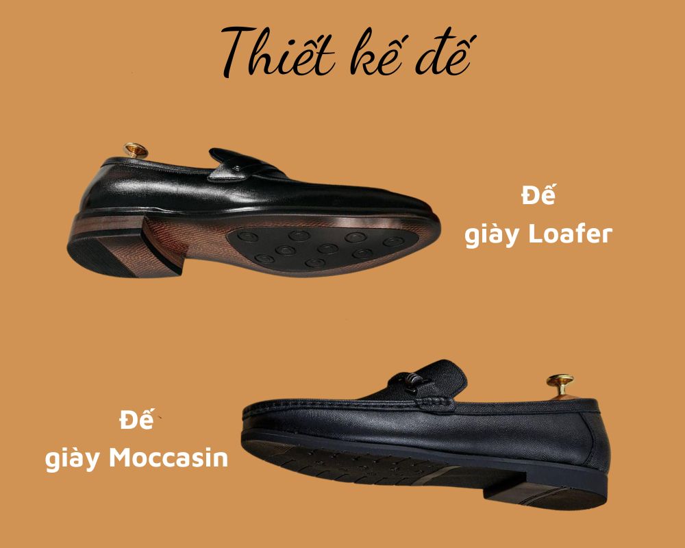 Thiết kế đế của giày Loafer và đế giày Moccasin