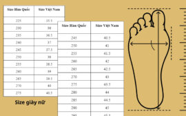 Bảng size giày Hàn Quốc và cách quy đổi sang size giày Việt