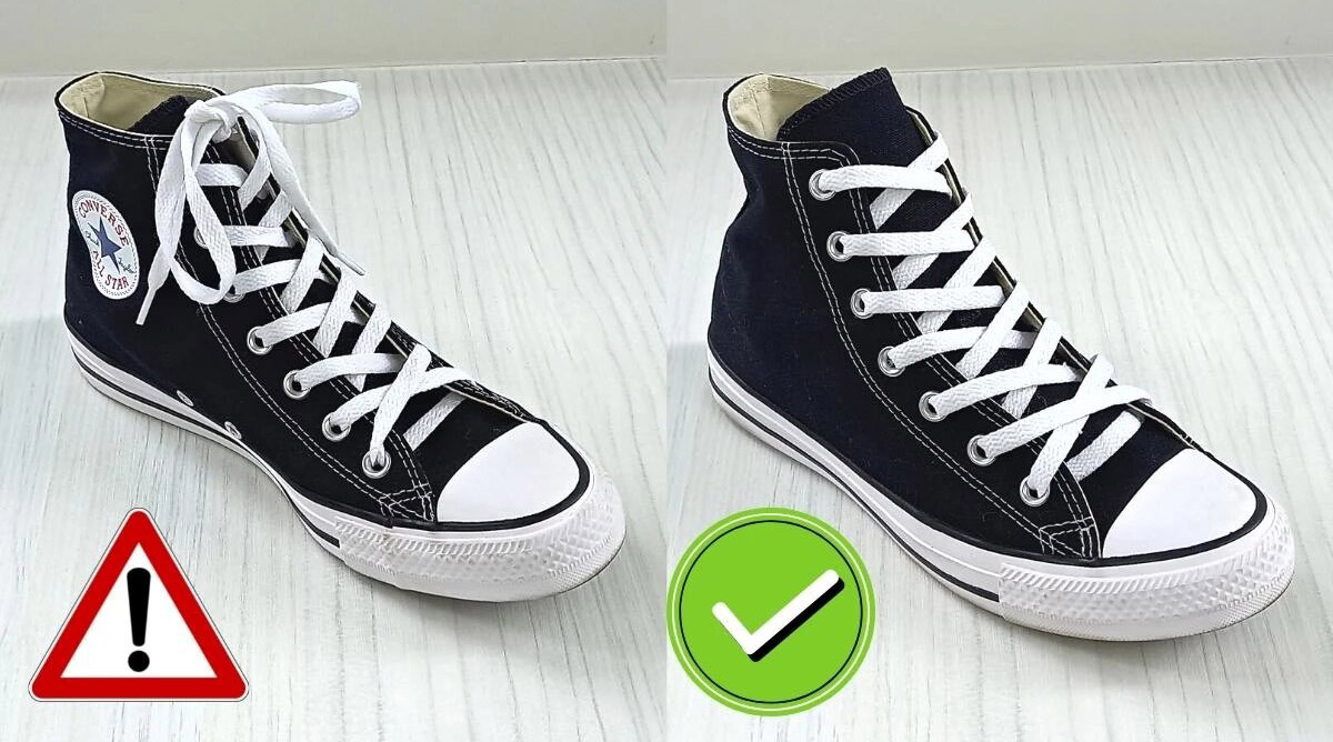 Cách buộc giấu dây giày Converse