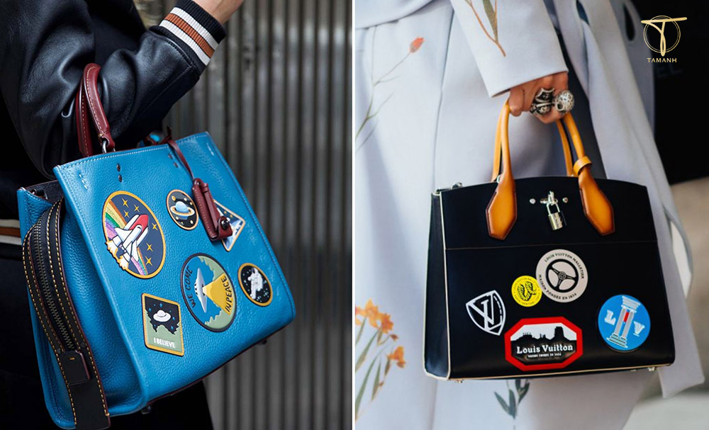 Trang trí túi xách đơn giản bằng huy hiệu