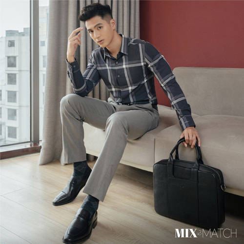 ảnh phối đồ với giày da nam mũi vuông