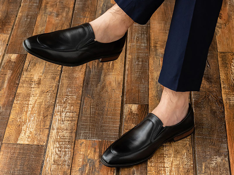 ảnh giày da nam mũi vuông màu đen