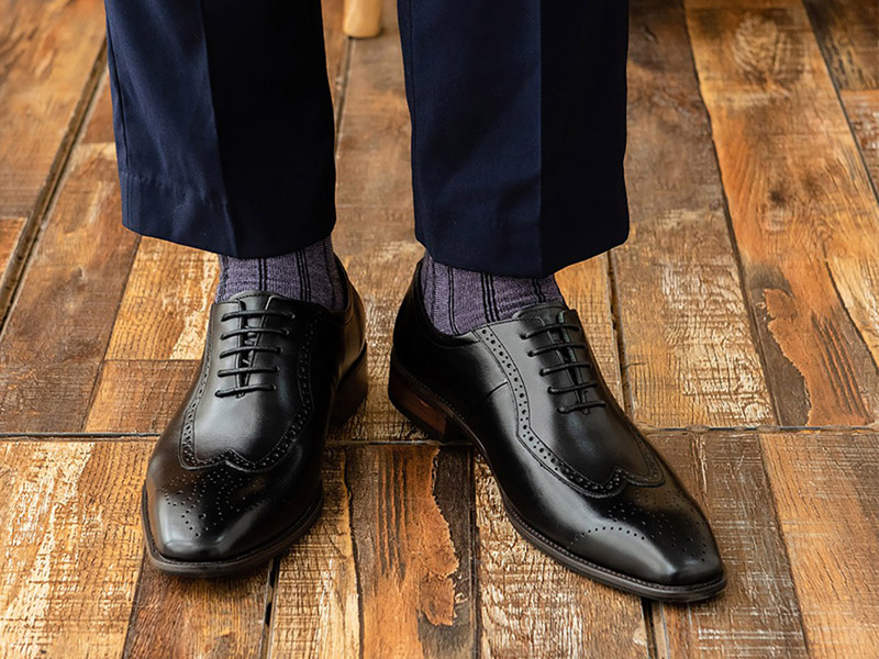 ảnh phối đồ với giày da nam mũi vuông