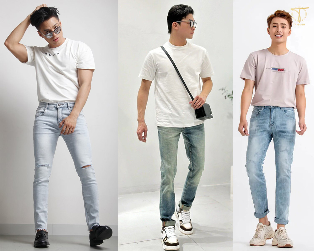 Năng động trong lần đầu hẹn hò cho chàng với quần jeans, áo phông và sneaker