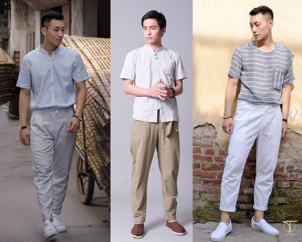 Cách phối đồ mùa hè cho nam với áo đũi + quần baggy