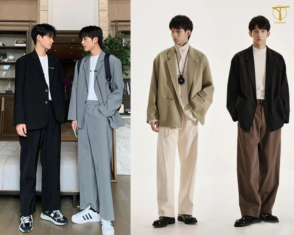10+ Cách phối đồ cho nam cao 1m7 theo gợi ý của fashionista 8 Mix áo blazer và quần vải tối màu cho nam béo cao 1m7