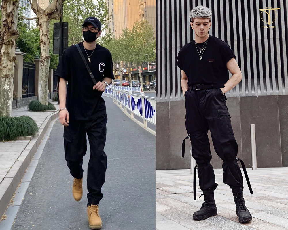 Quần Cargo cùng áo phông oversize cá tính theo phong cách Street Style Hàn Quốc