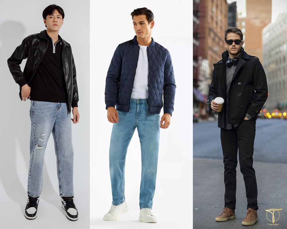 Phối đồ Noel nam, mẹo mix outfit Giáng sinh đẹp cho nam 5 Năng động với áo phao + quần jeans + áo thun tay dài vào Giáng sinh