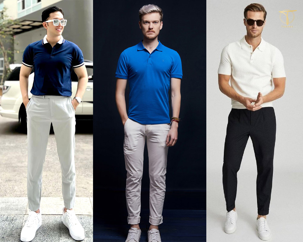 Phối đồ Noel nam, mẹo mix outfit Giáng sinh đẹp cho nam 9 Áo polo + quần kaki thanh lịch cho những ngày Noel ấm áp
