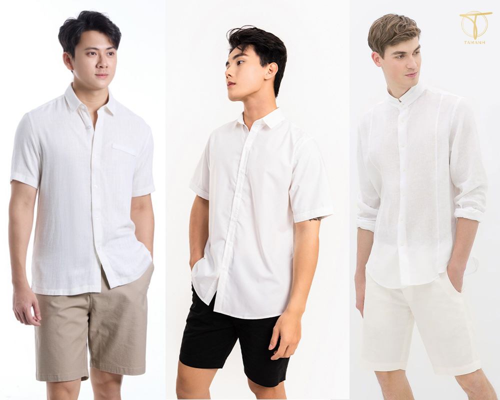 Mix áo sơ mi trắng cùng với quần short