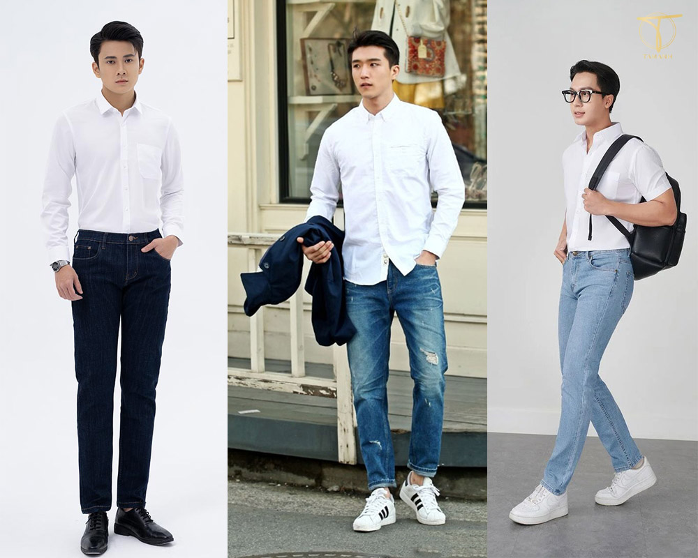 Áo sơ mi mặc cùng quần jean