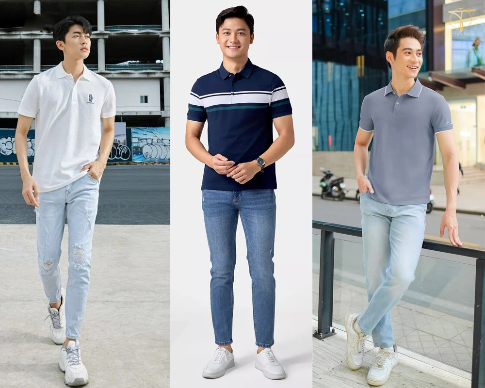Cách phối đồ với quần bò slim fit cùng áo polo