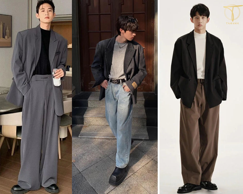 Lịch sự với áo khoác blazer mix quần ống suông và giày loafer