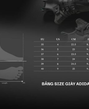 Bảng size giày Adidas chuẩn cho nam, nữ, trẻ em