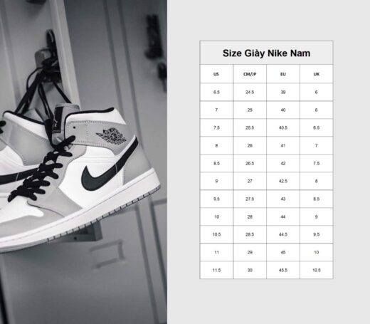 Bảng size giày Nike nam, nữ chuẩn và cách quy đổi