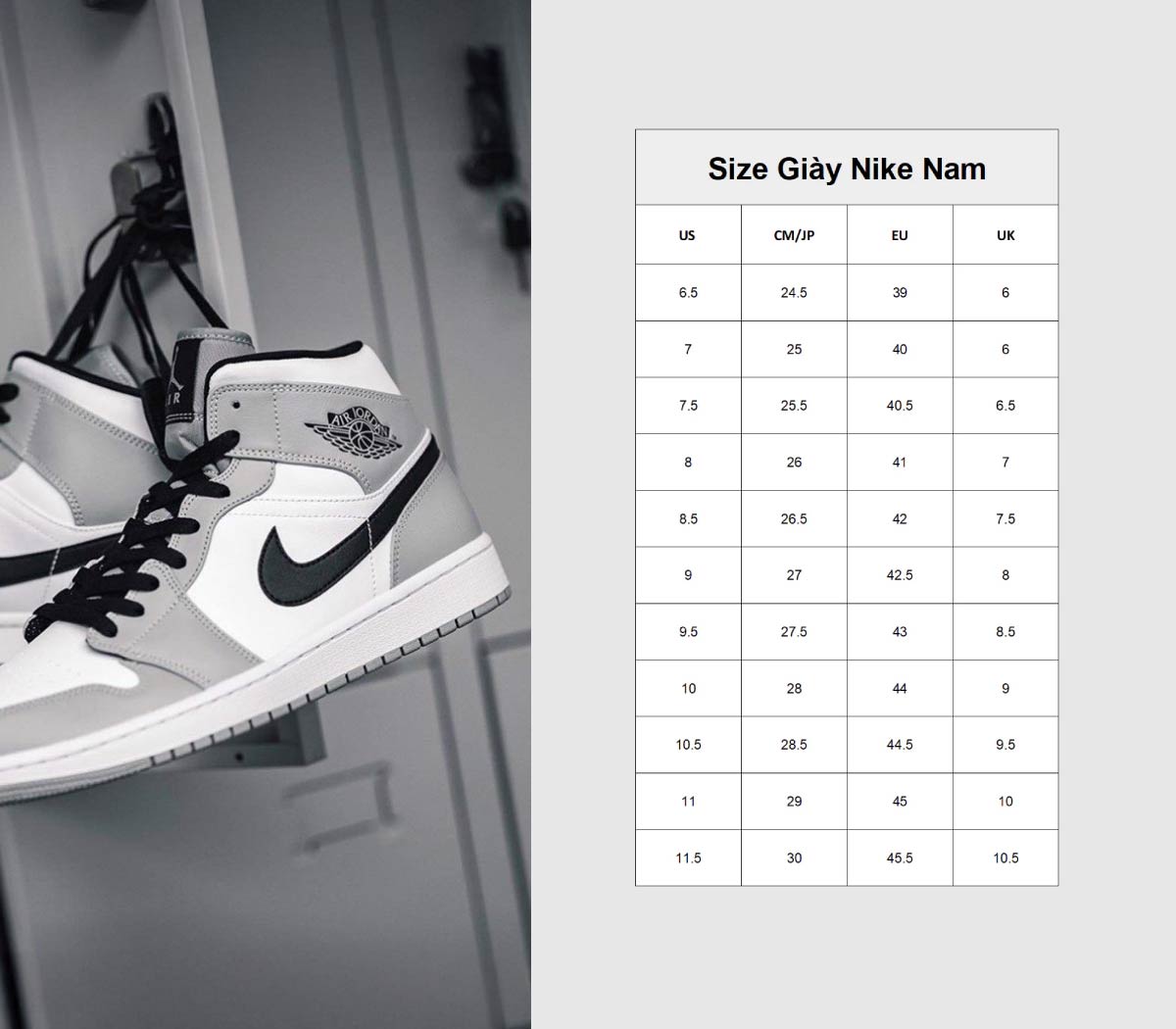 Bảng size giày Nike nam, nữ chuẩn và cách quy đổi